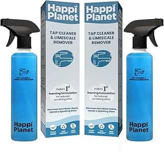 - Happi Planet | Tap Cleaner & Limescale Remover | India’s 1st Foaming Formulation for Reduced Scrubbing Effort | 500ml X 2 | All Purpose Cleaner - Suitable for Bathroom, Tap, Shower, Tiles, Mirrors