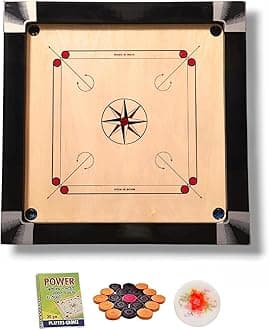 WRF Superior Matte Finish Practice Carrom Board for Serious Professional Practice with Coins Striker and Powder Black New (35 Inch WR-1)