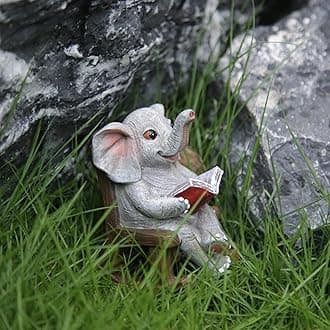 FOXMIS Garden Statues Elephant Outdoor Valentines Decorations Lights, Lucky Miniature Elephant Statue Solar Garden Decor for Patio,Porch,Home Yard Decor Elephant Gifts for Mom,Women, 2.04"x3.34"x3.93"