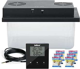 Briidea Electric Humidifiers for Cabinet (10-50 Cubic Ft.), 30% RH~80% RH Humidity Setting Values, Perfect Monitoring Temperature and Humidity, 12V Adapter Power Supply