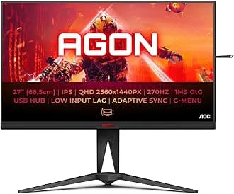 AOC AGON Gaming - AG275QZ - 27 Inch QHD Monitor, 240Hz, 1ms GTG, IPS, HDR 400, G sync Compatible, Freesync premium, Heiught Adjust (2560 x 1440 @240Hz, c HDMI 2.0 / DP 1.4 / USB 3.2)