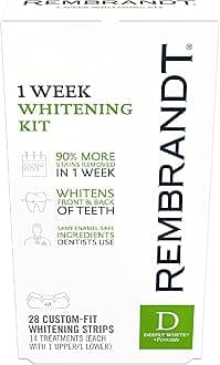 REMBRANDT Deeply White + Peroxide 1 Week Teeth Whitening Kit, Removes Tough Stains, Enamel-Safe, 28 Custom-Fit Whitening Strips (14 Treatments)