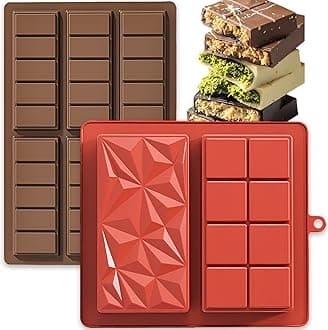 Dubai Chocolate Bar Molds,1 Inch Deep Large and Thick Silicone Chocolate Molds 2PCS Big Chocolate Candy Bar Mold for Filling Pistachio