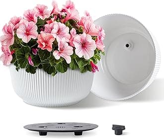 12 Inch Self Watering Pots for Indoor Plants, 2 Pack Large Plant Pots, Self Watering Planter for Indoor Plants, Durable Plastic Pots (2 Pack,12", White)