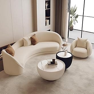 Curved Sectional Sofa Set - Modern Leather Sectional Couch with High-Density Cushions, Stylish Couch Set for Living Room, Include Coffee Table (Sofa+Chair C+Table, 100IN)