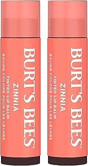 Burt's Bees Easter Basket Stuffers, Lip Tint Balm with Long Lasting 2 in 1 Duo Tinted Balm, Color Infused with Deeply Hydrating Shea Butter for a Natural Looking Buildable Finish, Zinnia (2-Pack)