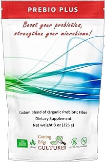 Cutting Edge Cultures Prebio Plus Prebiotic Fiber Powder Best Custom Blend of Organic Prebiotic Fibers Dietary Supplement 8 oz