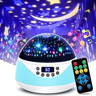 MOKOQI Night Lights Projector for Kids with Timer & Music Sound Machine for Baby Sleeping - Birthday Gifts for Girls Boys 1-6-12 Star Light Projector Indoor Remote Control Projection Lamp