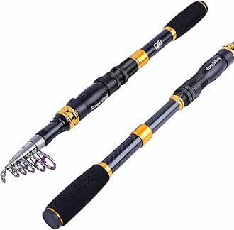 Telescopic Fishing Rod - 24 Ton Carbon Fiber Ultralight Fishing Pole with CNC Reel Seat, Portable Retractable Handle, Stainless Steel Guides for Bass Salmon Trout Fishing