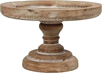 11" Rustic Cake Stand, Round Vintage Cup Cake Stand, Natural Wood Cake Stand with Pedestal Dessert Display, Farmhouse Cake Holder Perfect for Weddings, Birthdays and Country Decor