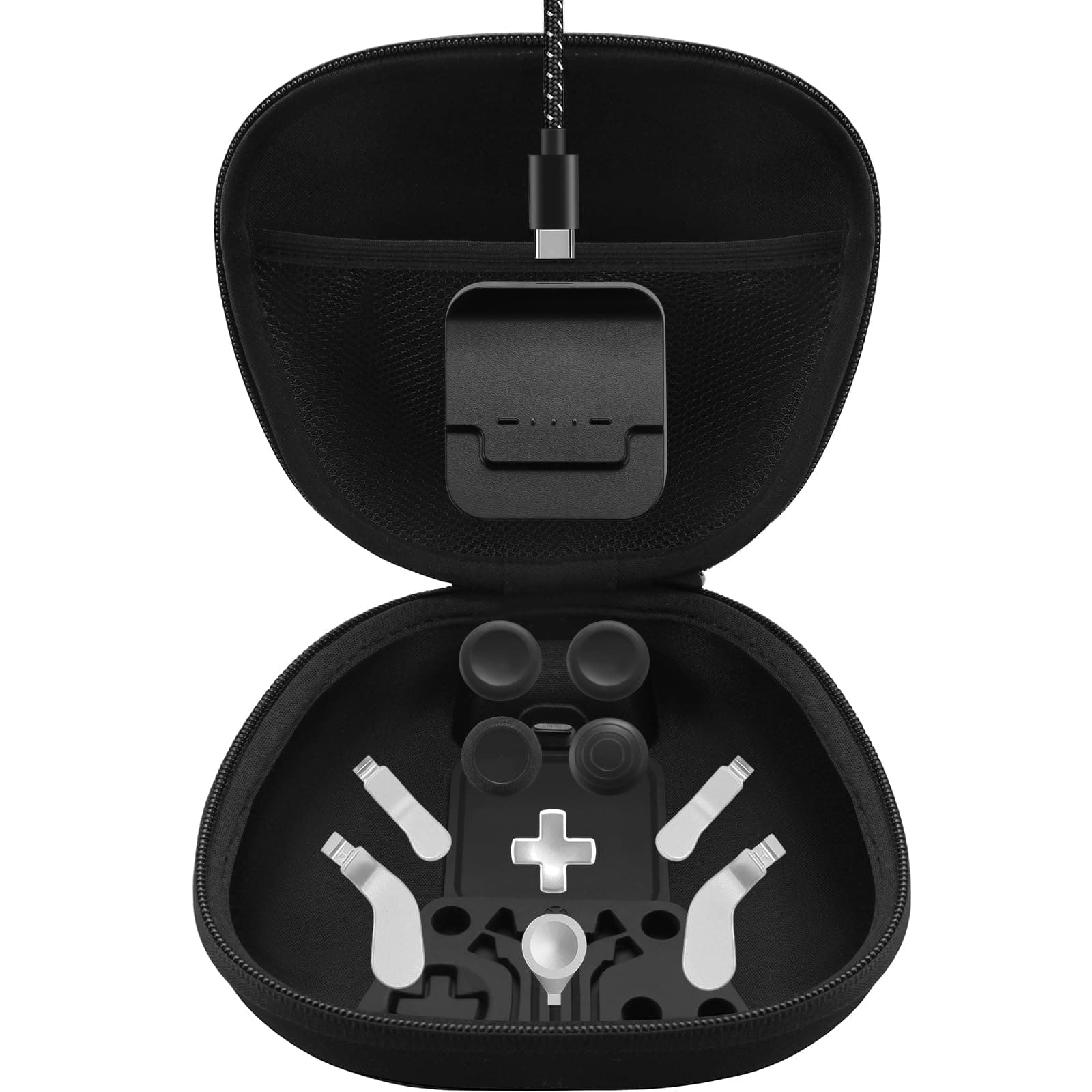 Complete Component Pack for Xbox Elite Controller Series 2 - Accessories Include Carrying Case, Charging Dock, 4 Thumbsticks, 4 Paddles, 1 D-pad, Charging Cable, and Adjustment Tool(Silver)