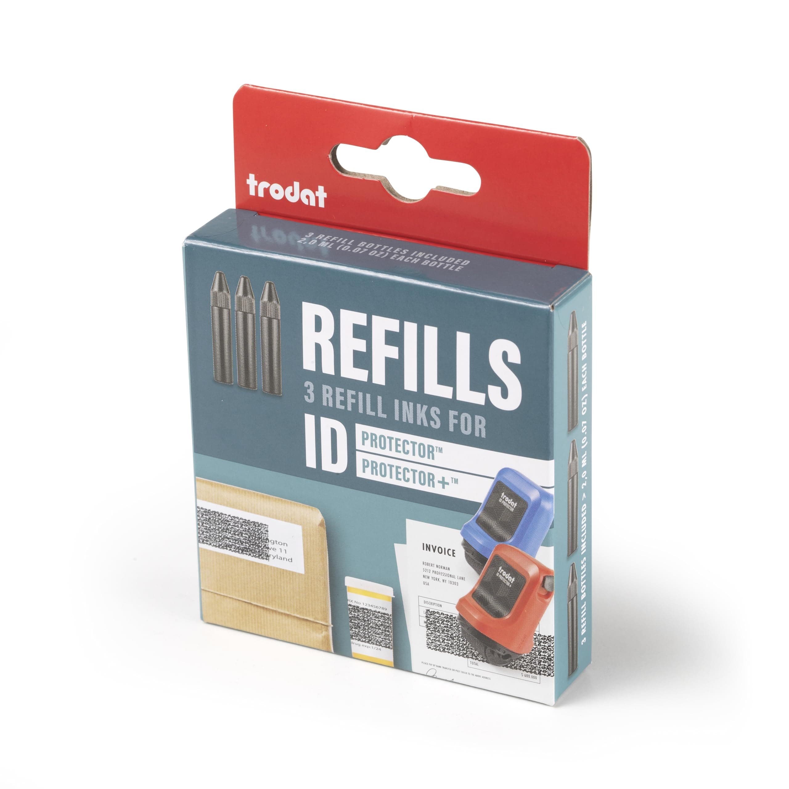 Refill Ink Pack for ID Protector & ID Protector+ – 3-Pack Identity Theft Protection Roller Stamp Ink Refills – Long-Lasting Permanent Ink for Glossy & Standard Paper