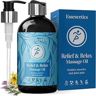 8 oz - Relief & Relax Sore Muscle Massage Oil with 100% Pure Arnica, Lavender & Rosemary Oils - Soothes Muscles & Joint with Relaxing Massage Oil for Massage Therapy