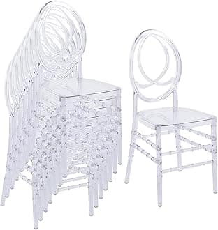 Clear Acrylic Chiavari Chairs, Modern Dining Chairs Set of 16, Accent Event Ghost Chairs for Wedding Party Event Reception Oval High-Back