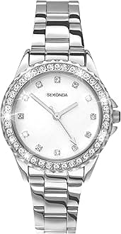 Elizabeth 33mm Women's Watch with Stone Set Case and Stainless Steel Bracelet