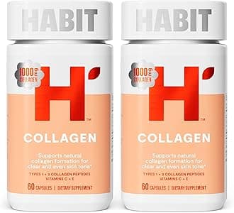 Habit Collagen Supplement 2 Pack (120 Capsules) - New Look, 2000mg Collagen Peptides, Vitamin C & Vitamin E, Skin Health, Antioxidants, Non-GMO, Gluten Free