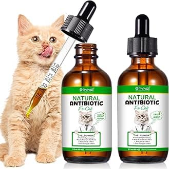 Cat Antibiotics for Infection, Natural Antibiotics for Cats, Cat Multivitamins, Cat Antibiotic Supports Immune and Cat Allergy Itch Relief, Pet Antibiotics Supplements, Chicken Flavor, 4 Fl Oz/2 Pack