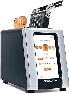 Revolution (Bundle) R180 Connect Touchscreen Smart Toaster + Toastie Press – Choose from 6 Bread Types, 7 Browning Levels, & Toastie Press Mode (Black, 2-Slice)