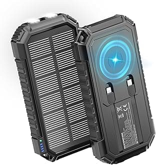 Solar Charger Power Bank - 27000mAh Wireless Portable Charger Built in 2 Cables - 22.5W Fast Charging Battery Bank with USB C in/Output - PD QC 3.0 Battery Pack Flashlight for Outdoor