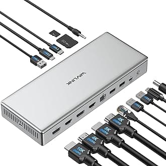 USB C DisplayLink (DL7400) Premium Docking Station, 2xHDMI and 2xDisplayPort, Dual 8K@60Hz,Quad 4K@60Hz for Windows 10/11 and Mac M1/M2/M3,100W PD Charging to Host, 2.5G Ethernet,USB C, SD4.0