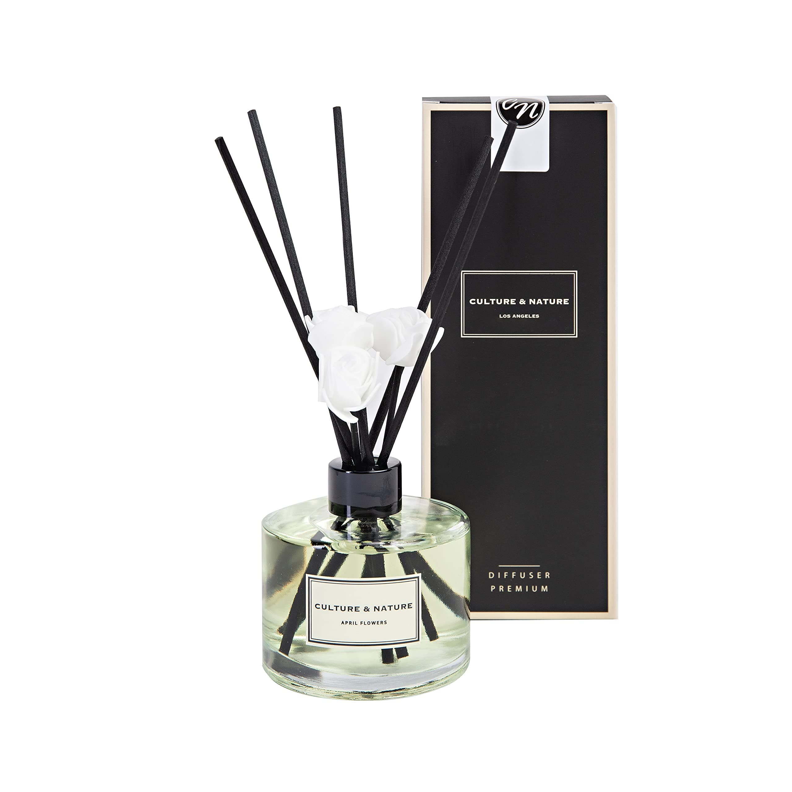 Reed Diffuser Set 6.7oz (200ml) April Flower Scented Diffuser with Sticks Home Fragrance Reed Diffuser for Bathroom Shelf Decor
