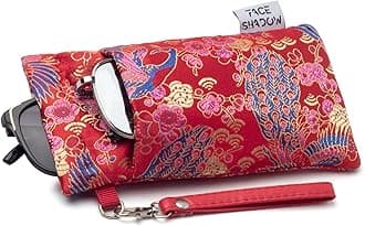 Face Shadow Double Glasses Case Soft Eyeglass Case For Women Men Squeeze Top Sunglasses Case With Cleaning Cloth