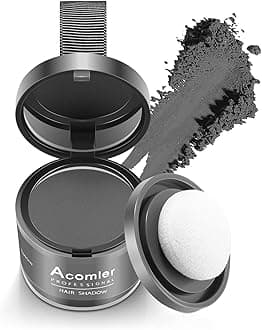 Acomler Instantly Root Cover Up Hairline Shadow Powder, Touch Up for Thinning Hair, Grey Hair Coverage for Women Men with Eyebrows, Beard Line, Bald Spots (Dark Gray)