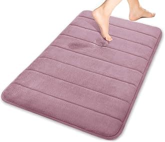 YimobraMemory Foam Bath Mat, Super Soft Absorbent Bathroom Rug Non Slip 24x17 Inch, Quick Dry, Machine Washable Floor Carpet for Tub Shower, Home Decor Accessories, Mauve