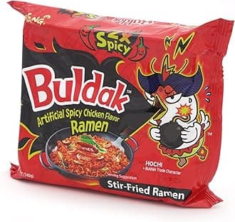 Buldak Hot Chicken Spicy Ramen Korea Instant Packaged Noodles,4.94 oz,2x Spicy,5 Pack