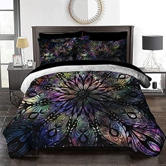 BlessLiving Boho Queen Comforter Set, 8 Pieces Colorful Galaxy Stars Mandala Bed in a Bag 3D Bohemian Bed Set with Comforter and Sheets, All Season Down Alternative Bedding Comforter Sets