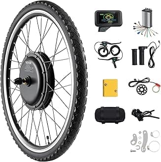 VEVOR 1000W Electric Bike Conversion Kit, 48V 420rpm 26" Front Wheel E-Bike Hub Motor Kit with Upgraded Speed Controller, Throttle Grip Kit, LCD Display, and PAS System for Road Bike