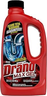 Max Gel Drain Clog Remover & Cleaner, Fast-Acting to Unclog Standing Water & Remove Hair, Grease & Food Blockages, Safe for all Pipes & Septic, Kitchen Sinks, Bathroom Showers & Tubs, 32 Oz