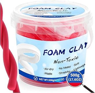 Modeling Foam Clay,500g Soft Air Dry Clay for Adults Lightweight DIY Creative Art Supplies with Sculpting Tools,Suitable for Cosplay/Crafts/Design/Shaping,Red