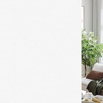 HIDBEA Frosted Window Privacy Film Heat Control UV Blocking, Static Cling Non-Adhesive Reusable Door coverings for Bathroom Home Office (White Frosted 17.3 Inch x 13.1 Feet)
