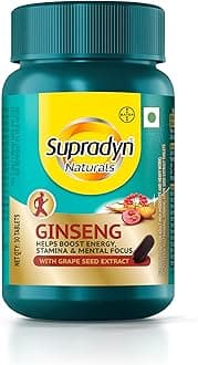 - Naturals Ginseng Multivitamin Tablet for Men - From India's No.1 Brand | Ginseng & Grapeseed Extract | 12 Vitamins, Zinc, Magnesium | Energy, Immunity, Stamina, Mental Focus | 30 Tablets | Veg