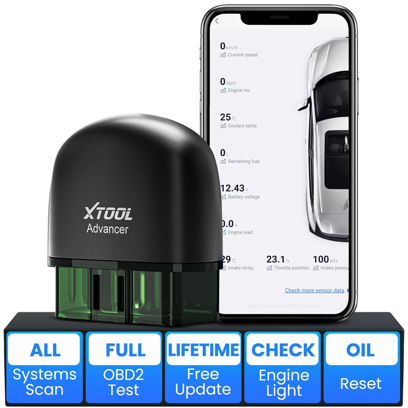 XTOOL AD20 Pro OBD2 Scanner for iPhone & Android: 2024 Enhanced Check Engine Fault Car Code Reader, Universal Car Diagnostic Tool with All System Scan, Oil Reset, Battery Test, Performance Test