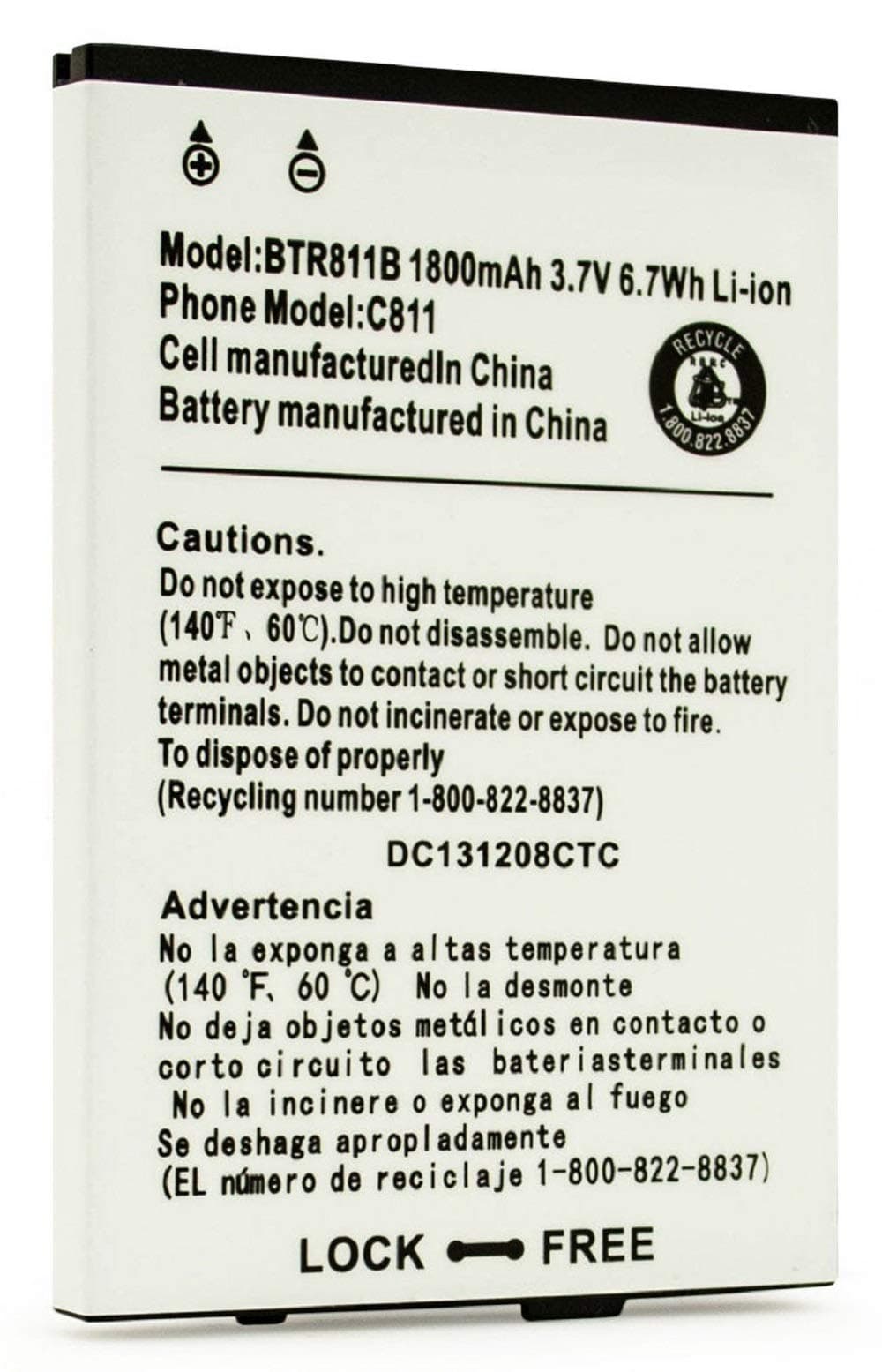 Replacement Battery for CASIO C811 G'zOne Commando 4G LTE GZONE VERIZON BTR811 BTR811B 1800 MAH