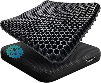 Seat Cushion, Super Large Gel Seat Cushion for Long Sitting – Double Thick Gel Cushion for Back, Sciatica, Tailbone Pain Relief – Office Chair Car Seat Cushion for Hip Pain – Wheelchair Cushions