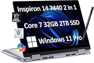 Dell Inspiron 14 7440 2-in-1 Business Laptop (14" FHD+ Touchscreen, Intel Core 7 150U(> i7-1355U), 32GB RAM, 2TB SSD) Backlit KB, FP Reader, FHD Webcam, IST Active Pen, Win 11 Pro w/AI Copilot, Blue