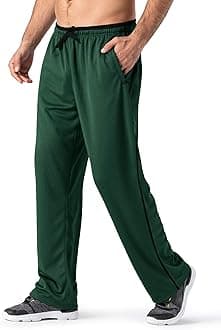 MAGNIVITMen's Lightweight Sweatpants Loose Fit Open Bottom Mesh Athletic Pants with Zipper Pockets
