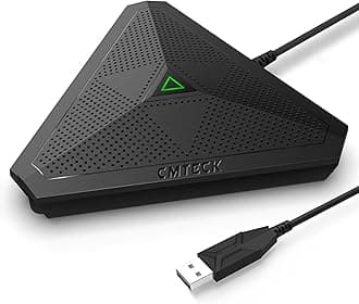 CMTECK USB Desktop Computer CM001 Microphone, Mute Button with LED Indicator, Omnidirectional Condenser Boundary Conference Mic for Recording,Streaming,Gaming,Skype (Windows/Mac)