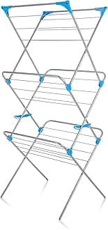 3 Tier Indoor Airer with Drying Space, Metal, Silver, 15 m