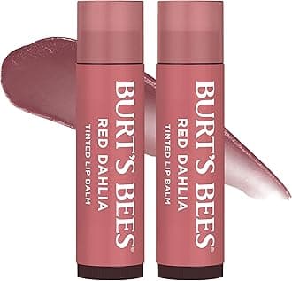 Burt's Bees Easter Basket Stuffers, Lip Tint Balm with Long Lasting 2 in 1 Duo Tinted Balm Formula, Color Infused with Hydrating Shea Butter for a Natural Looking Buildable Finish, Red Dahlia (2-Pack)