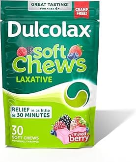 Saline Laxative Soft Chews, Fast-Acting Laxative, Gentle Constipation Relief, Mixed Berry Flavor, Magnesium Hydroxide 1200 mg, 30 Count, Occasional Constipation.