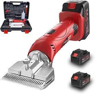 Cordless Horse Clippers,500W Heavy Duty Horse Grooming Clippers with 2 PCS Rechargeable 3000mAH Lithium Battery,6 Speed Professional Horse Grooming Kit for Thick Coat Animals