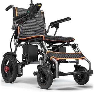 Intelligent Electric Wheelchair for Adults - Lightweight Folding Motorized Wheelchair - One Click Mute Function and SOS Alert - Mobility Power Wheelchair - Up to 12 Mile Range - User Friendly