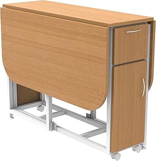 InnoFur Forito Folding 4,2 Seater Dinning Multipurpose Table| Dining Room Set Wooden with Steel Frame for Home and Kitchen (Regular (4 Seater), Teak)