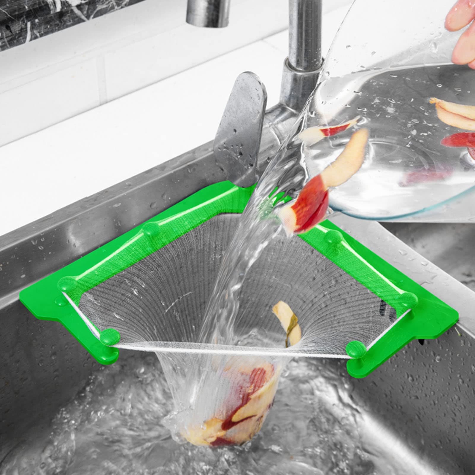 DAYONG Kitchen Triangular Sink Filter with 100 pcs Sink Strainer Bag,Sink Filter Net.Corner Sink Strainer Basket Mesh Bag for Kitchen Waste Leftover