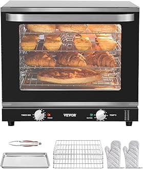 VEVOR Commercial Countertop Oven, 66L 4-Tier Toaster Ovens with Tempered Glass Door, Wire Racks & Tray, 2800W Stainless Steel Baking Ovens for Restaurant Bakery (AC208~240V,60Hz, 6-20P Plug & Outlet)