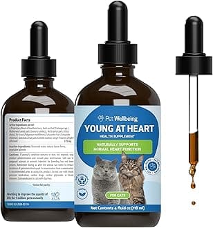 Pet Wellbeing Young at Heart for Cats - Senior Feline Heart Health Support, Cardiovascular Wellness with Hawthorn & Motherwort - NASC Certified & Vet-Formulated - 4 oz Liquid Formula